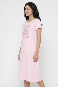 Zivame Turtle Print Knit Cotton Mid Length Nightdress - Festival Bloom — thumbnail 2